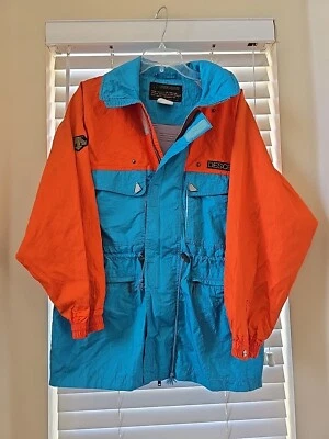 DESCENTE Packable Blue/Orange full zip Ski Nylon Windbreaker Size M - Image 1 of 4