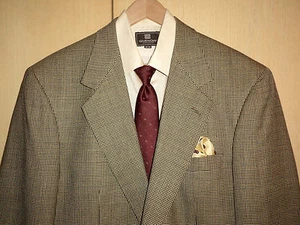 Bill Blass 42R Wool Black Off White Checks Blazer + 2 Blass Ties Excellent+ USA - Picture 1 of 12