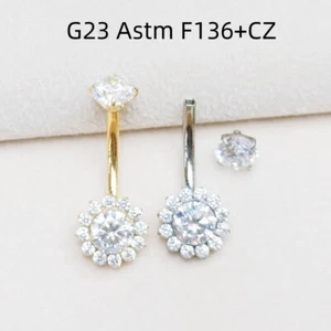 10PCS G23 Titanium Round CZ Shine Navel Belly Button Body Piercing 14Gx10x5/8mm - Picture 1 of 7