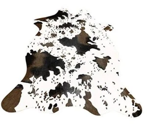 Cow Print Rug Faux Cowhide Area Carpet Animal Print Mat Cow Print (White&coffe) - Picture 1 of 8