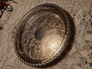VTG William Rogers "Spring Flowers" 12 1/4” Round Silverplate Tray - Picture 1 of 5