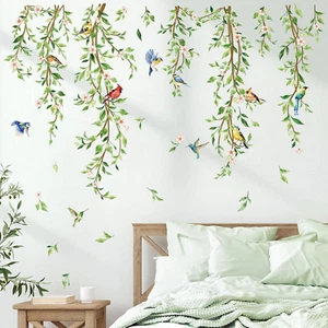 Hanging Vine Wall Decals Leaf & Bird Peel & Stick Nature Stickers for Home Decor - Picture 1 of 6