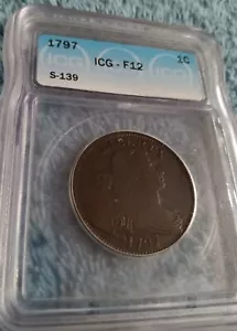 1797 Draped Bust Large Cent, Rev 97, S-139, ICG F12 - Picture 1 of 5