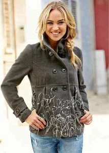 Rainbow @ Kaleidoscope Size 12 Grey Silver Embroidered 26in JACKET Autumn Winter - Picture 1 of 5