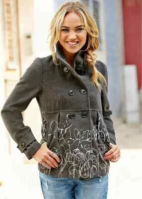 CHAQUETA ARCO IRIS @ CALEIDOSCOPIO TALLA 12 GRIS PLATA BORDADA 26 PULGADAS OTOÑO INVIERNO Foto 1 de 4