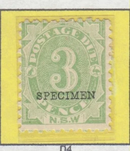 1891 N.S.W. 3d. Postage Due SGD 4 PERF. 10 "SPECIMEN" M.H. N822 - Picture 1 of 1