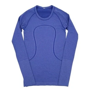 Lululemon Swiftly Tech Long Sleeve Crew Top Heathered Sapphire Blue Size 4 - Picture 1 of 8