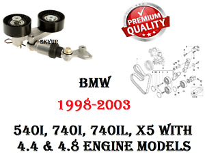 BMW 540i 740i 740iL X5 4.4 4.8 Engine Main Belt Tensioner Pulleys w/ Shock Kit