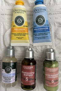 L'OCCITANE Lot 5 Piece Travel set Shampoo Conditioner Hair Mask/ NEW - Picture 1 of 4
