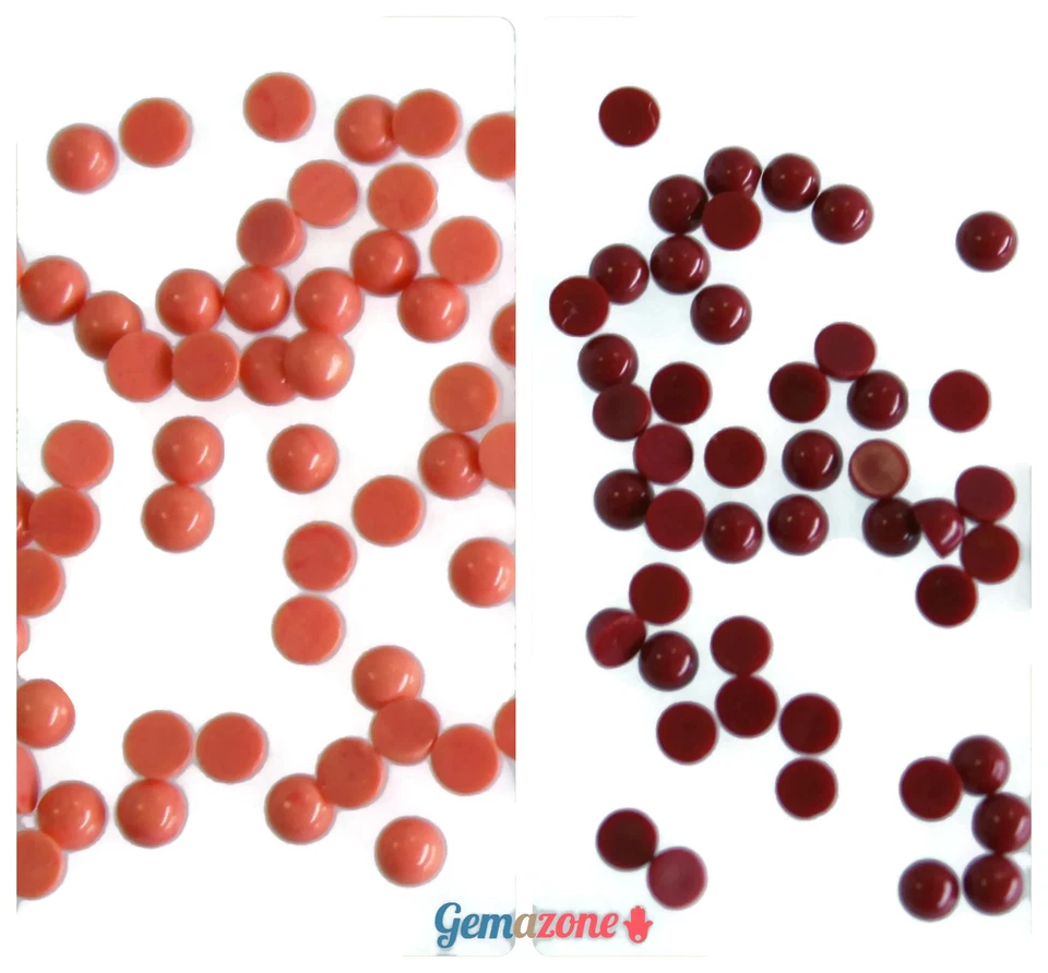 2MM Tiny Loose Round Cabochons Red Orange Coral Flat Back Gemstone Cabs 100 pcs - Image 1 of 1