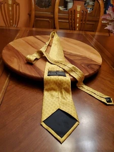 Mens Silk Necktie Bijoux Terner Designer Yellow Geometric 60 L - Picture 1 of 10