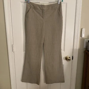 Womens Express Khaki Linen Relaxed Pants Size 6R 6 Striped Look Triple Belt Loop - Picture 1 of 19