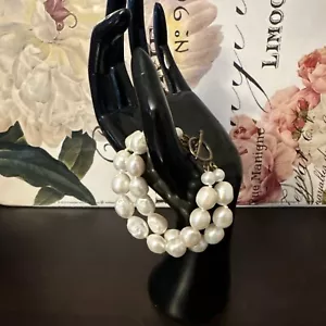 "Brazalete de perlas blancas de agua dulce de colección perlas grandes de 7,5""" - Imagen 1 de 6