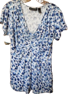 International Concept Emoire Waist Tunic Stretch Top Scoop Neck Cap Sl Sz:L - Picture 1 of 3