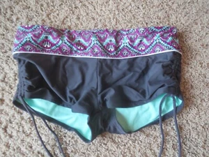 Athleta Damen-Badeshorts schwarz türkis lila dehnbar Größe Medium - Bild 1 von 4