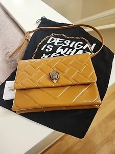 NUEVO CON ETIQUETAS BOLSO KURT GEIGER PIEL DE CORDERO KENSINGTON 2 VÍAS CUERO Y CADENA COLOR CARAMELO - Imagen 1 de 11