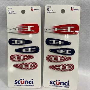 Lot Of 2 Scunci Snap Clips Hair Red White Blue 4th of July Summer Holiday 12278 - Picture 1 of 1