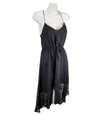 Vestido Free Bird Alto Bajo Negro Gasa Bruja Fluido Correa Espagueti Y2K Mujeres M Foto 1 de 4