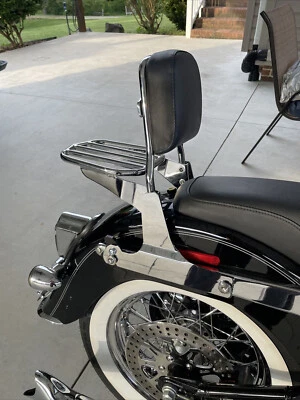 Detach Passenger Sissy Bar Backrest Rack For Harley Softail Fat Boy Deluxe FLSTN - Image 1 of 4