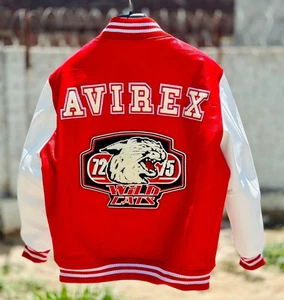 Wildcats 1975 Retro Avirex Men’s Varsity Jacket Bomber Leather Streetwear - Picture 1 of 3