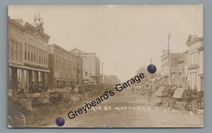 RPPC Main Street Buggies NAPPANEE IN Indiana Vintage Real Photo Postcard - Picture 1 of 2
