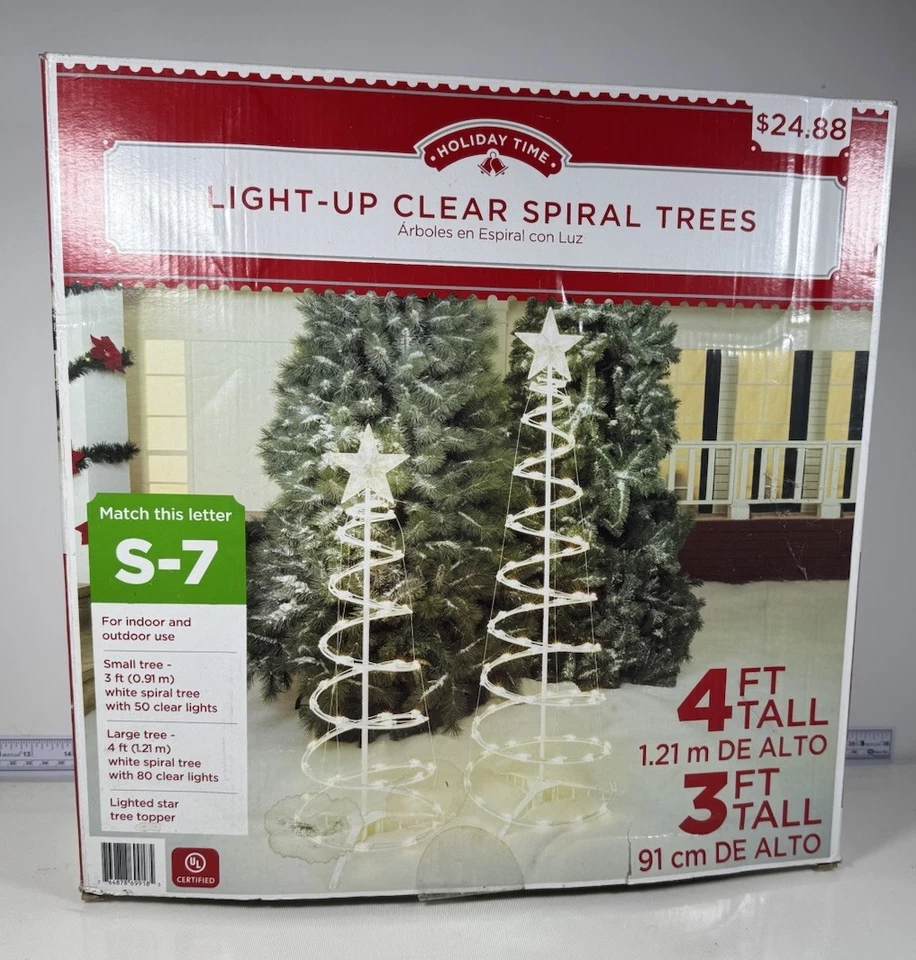 Holiday Time Spiral Trees Cool White LED Light up Trees 3 & 4 Ft WORKS READ - Image 1 of 1