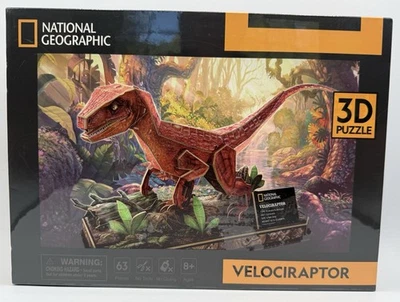 National Geographic Velociraptor Dinosaur 3D Puzzle 63 Pieces, No Tools No Glue - Image 1 of 4