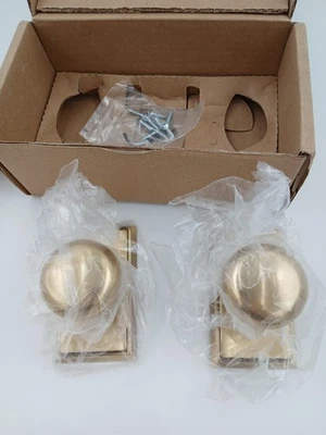 Emtek Providence Dummy Knob Pair Rectangular Rosette US7 Antique Brass 8521PUS7 - Image 1 of 4