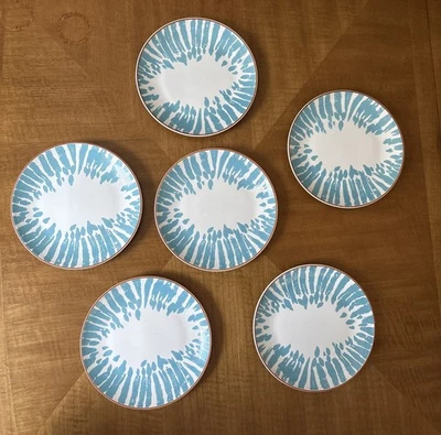 Juego de (6) platos de almuerzo ensalada azul IKEA turquesa/blanco 15541 nuevos con etiquetas Foto 1 de 4