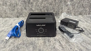 WavLink WL-ST334U USB 3.0 PLUG & PLAY Dual Bay Docking Station System Black - Picture 1 of 12