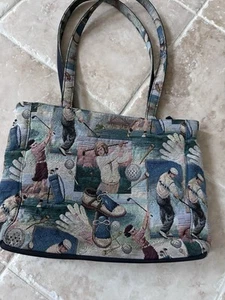 Marlo Sport Golf Tapestry Shoulder Handbag Purse Tote Bag Golfer - Picture 1 of 8
