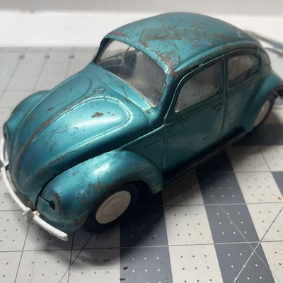 Vintage 1960's Mini Tonka Toys - Teal Green VW Volkswagen Beetle Car - Original - Image 1 of 4