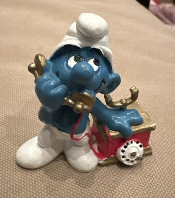 Pitufos Teléfono Pitufo 20062 PVC Figura Vintage Años 80 Juguete W. Berrie Var. 4C Foto 1 de 2