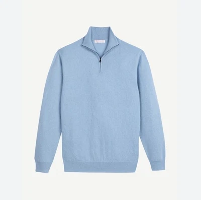 Luca Faloni Men’s Cashmere 1/2 Zip Sweater Pullover Size  XL Blue - Image 1 of 4