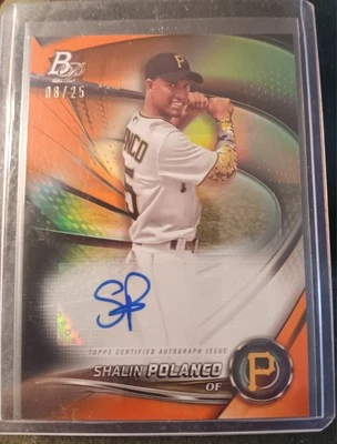 SHALIN POLANCO 2022 Bowman Platinum ORANGE #D/25 Auto #TOP-59 - Image 1 of 2
