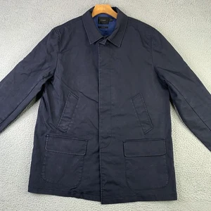 J Crew Ludlow Jacket Mens XL Blue Navy Cotton Car Coat Mac Topcoat Button Front - Picture 1 of 20