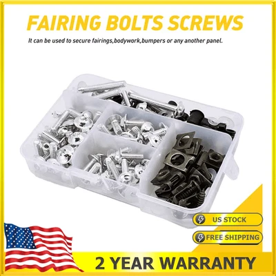 Kit de tornillos de carrocería de guardabarros universal 177 piezas carenado plateado para parabrisas Foto 1 de 4