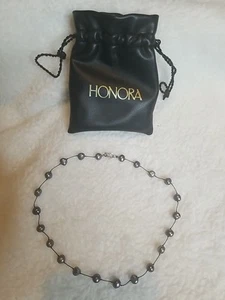 Honora 8 Inch Freshwater Black Pearl Necklace With 22 Pearls - Picture 1 of 3