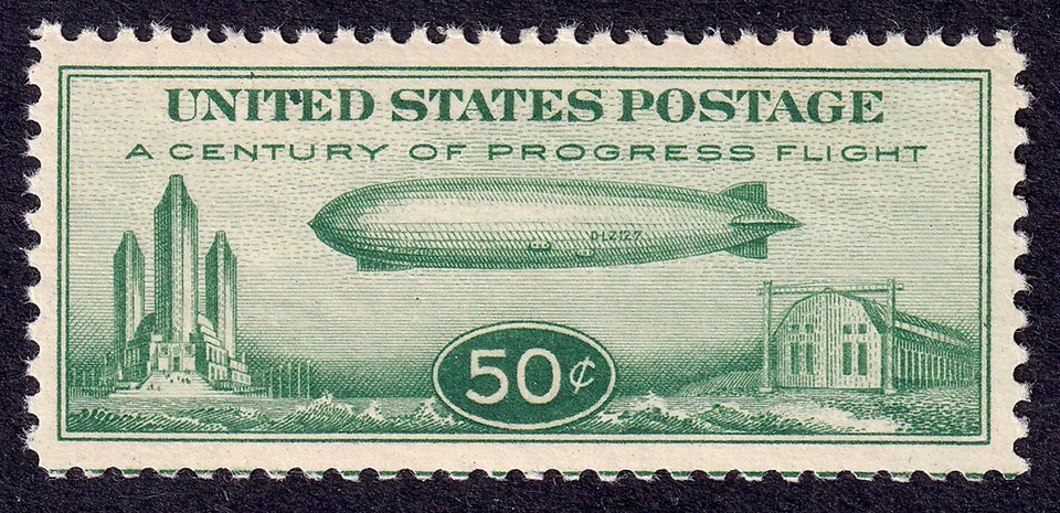 US Scott C18, 1933 Graf Zeppelin, 50c green, NH MINT - Image 1 of 1