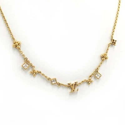 Louis Vuitton LV In the Sky Necklace Gold Rhinestones 43in Used - Image 1 of 4