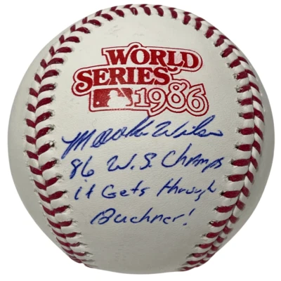 Mookie Wilson Signed 1986 World Series ROMLB Baseball w/ 2 Ins PSA COA NY Mets - Image 1 of 3