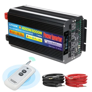 4000W/8000W 12V 24V to 110V Power Inverter w/ Remote Control 4AC USB LCD Display - Picture 1 of 19