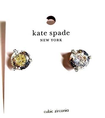 Kate Spade Rise and Shine Stud Earrings Silver Patina Cubic Zirconia k5784 NWT - Image 1 of 4