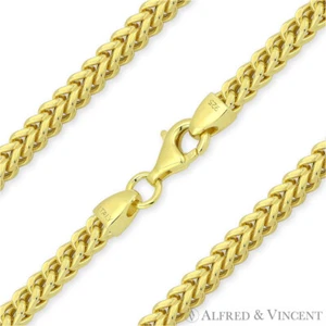 3.5mm Franco Lightweight Italian Chain Necklace in 925 Sterling Silver w/ 14k GP - Picture 1 of 2