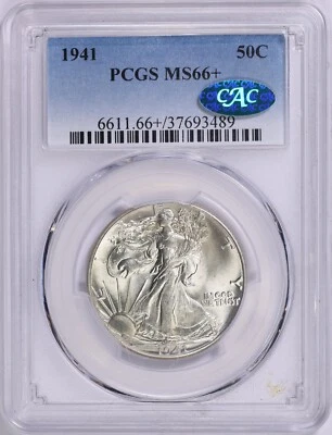 1941 PCGS MS66+ Walking Liberty Half with CAC Label - Image 1 of 2