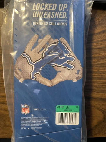 NIKE Mens VAPOR NFL Detroit Lions WR FOOTBALL GLOVES Adult Size XL NEW Cover
