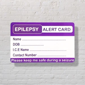 Epilepsy Medical Alert I.C.E Awareness Card FREE UK 🚚 - Picture 1 of 2