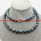 Real 9-10mm Rainbow Black Rice Freshwater Pearl Long Necklace 18-48 in