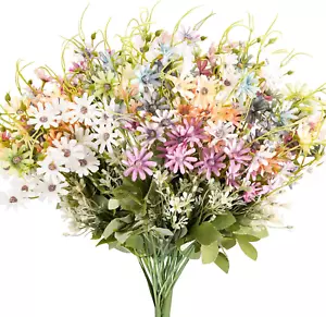 6 Bundles Artificial Wildflower Bouquets - Silk Daisy Faux Plants for Decoration - Picture 1 of 12