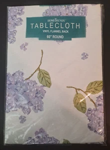 Home Trends With Lilacs 60" Round Tablecloth Vinyl Flannel Back - Picture 1 of 2